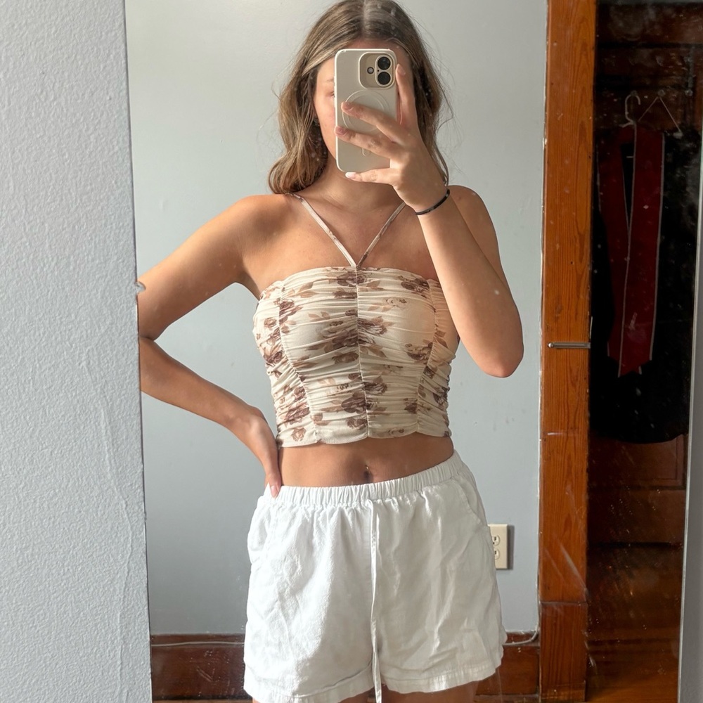 Floral Ruched Crop Top